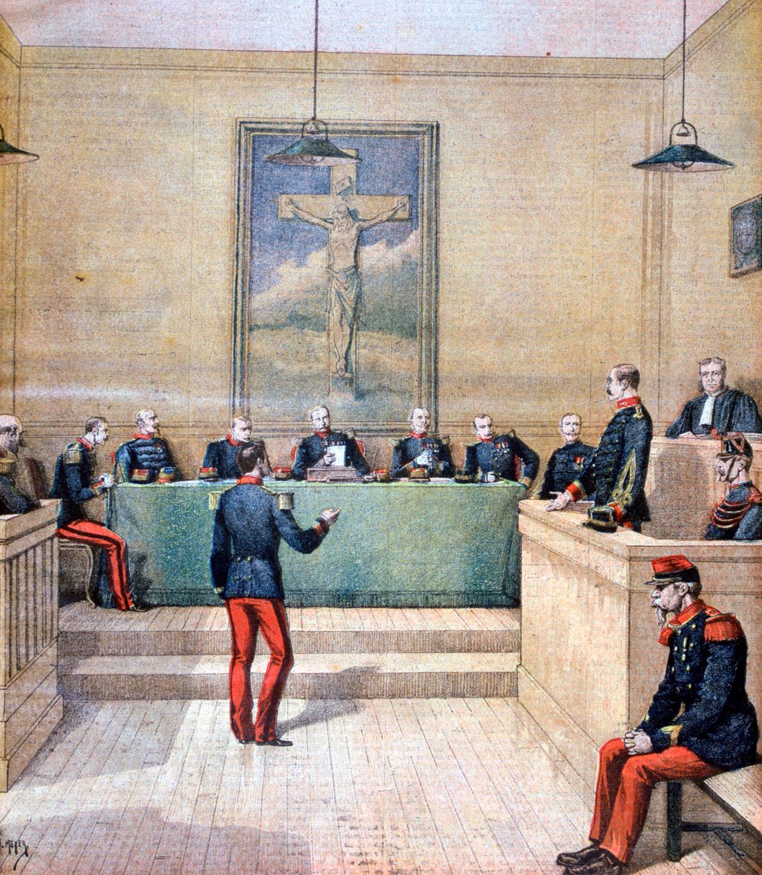 Kapitán Dreyfus před válečným soudem, 1894 od Henri Meyer