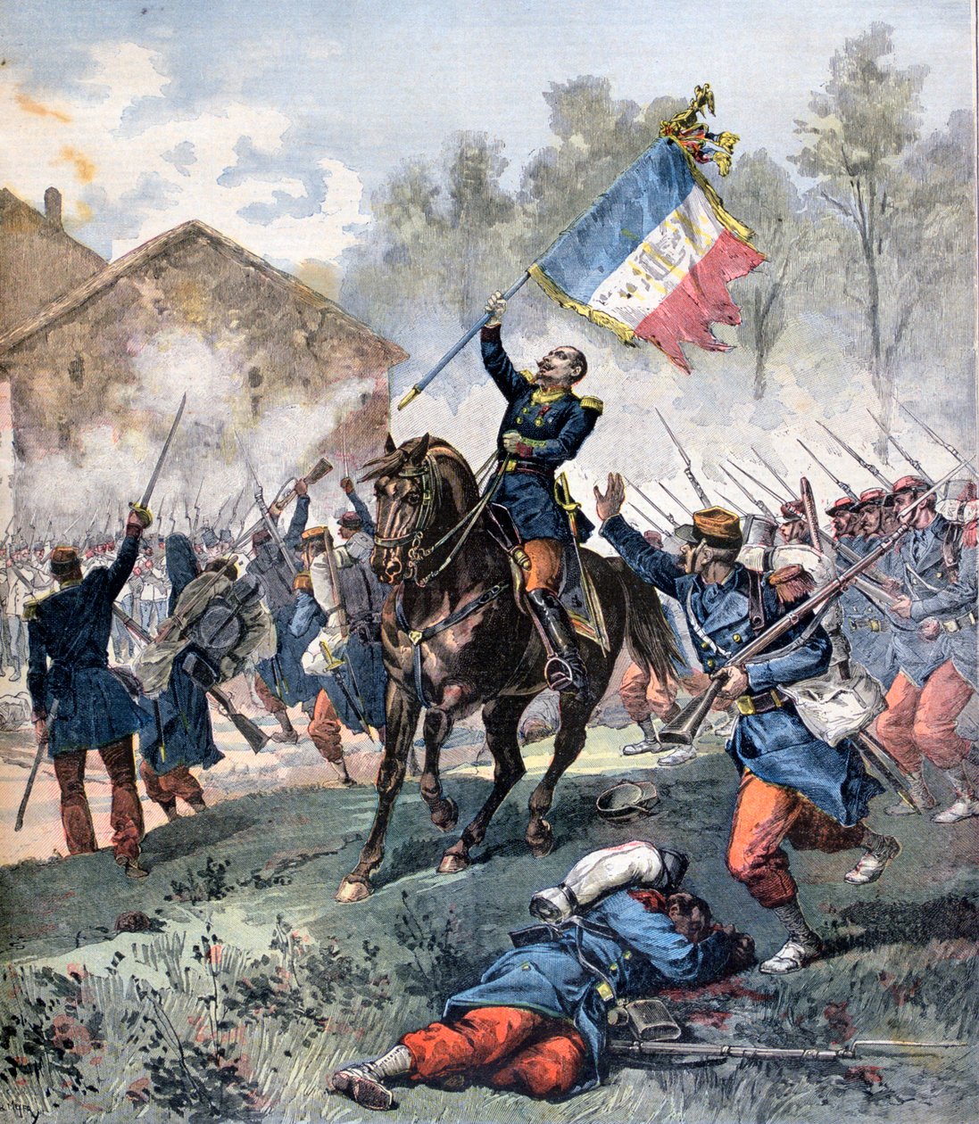 Smrt plukovníka Malleville, bitva u Solferina, 24. června 1859, 1891 od Henri Meyer