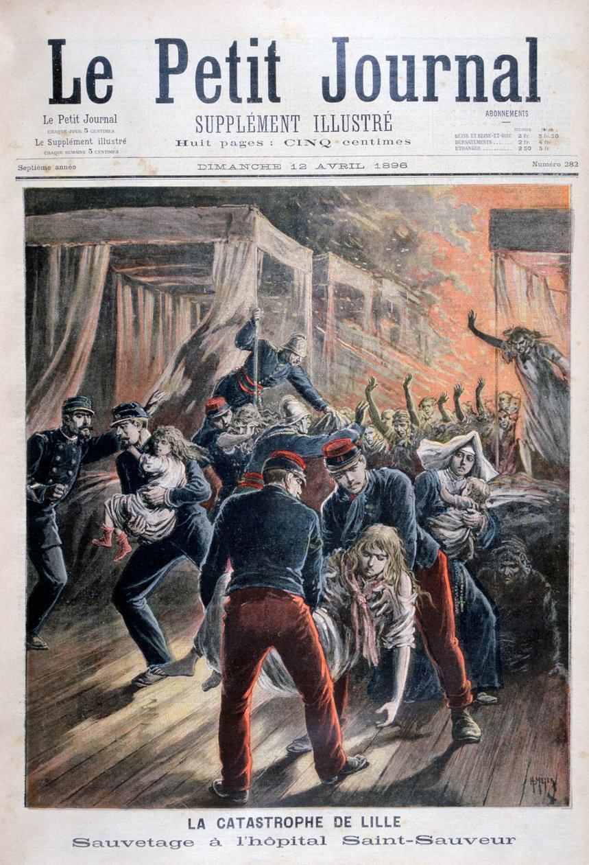 Katastrofa v nemocnici Saint-Sauveur, Lille, Francie, 1896 od Henri Meyer