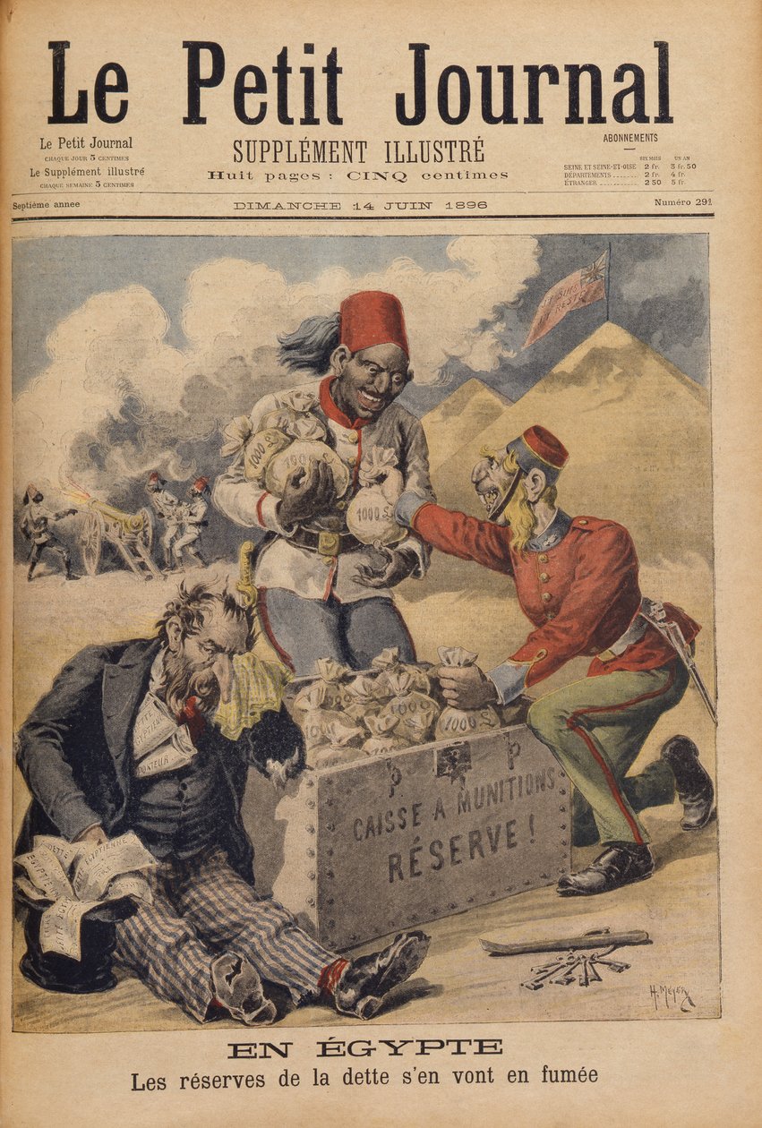 Egypt: The Reserves of the Debt Going in Smoke, ilustrace z Le Petit Journal, 14. června 1896 od Henri Meyer