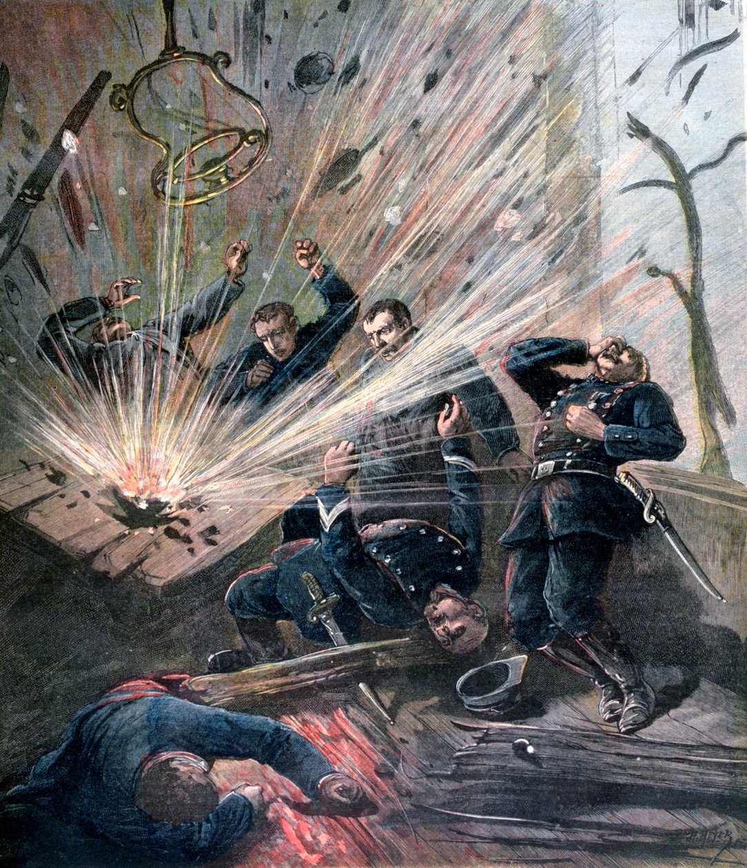 Exploze na policejní stanici na Rue des Bons-Enfants, Paříž, 1892 od Henri Meyer