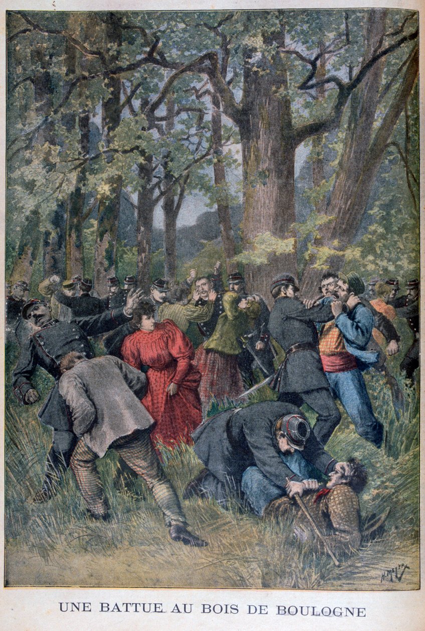 Boj mezi četníky a civilisty v Bois de Boulogne, Paříž, 1895 od Henri Meyer