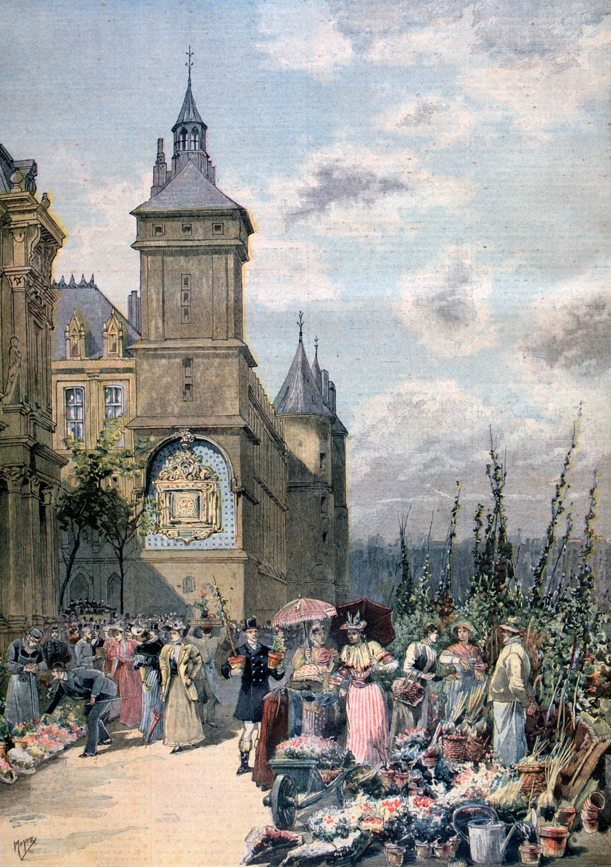 Květinový trh na jaře, Paříž, 1893 od Henri Meyer