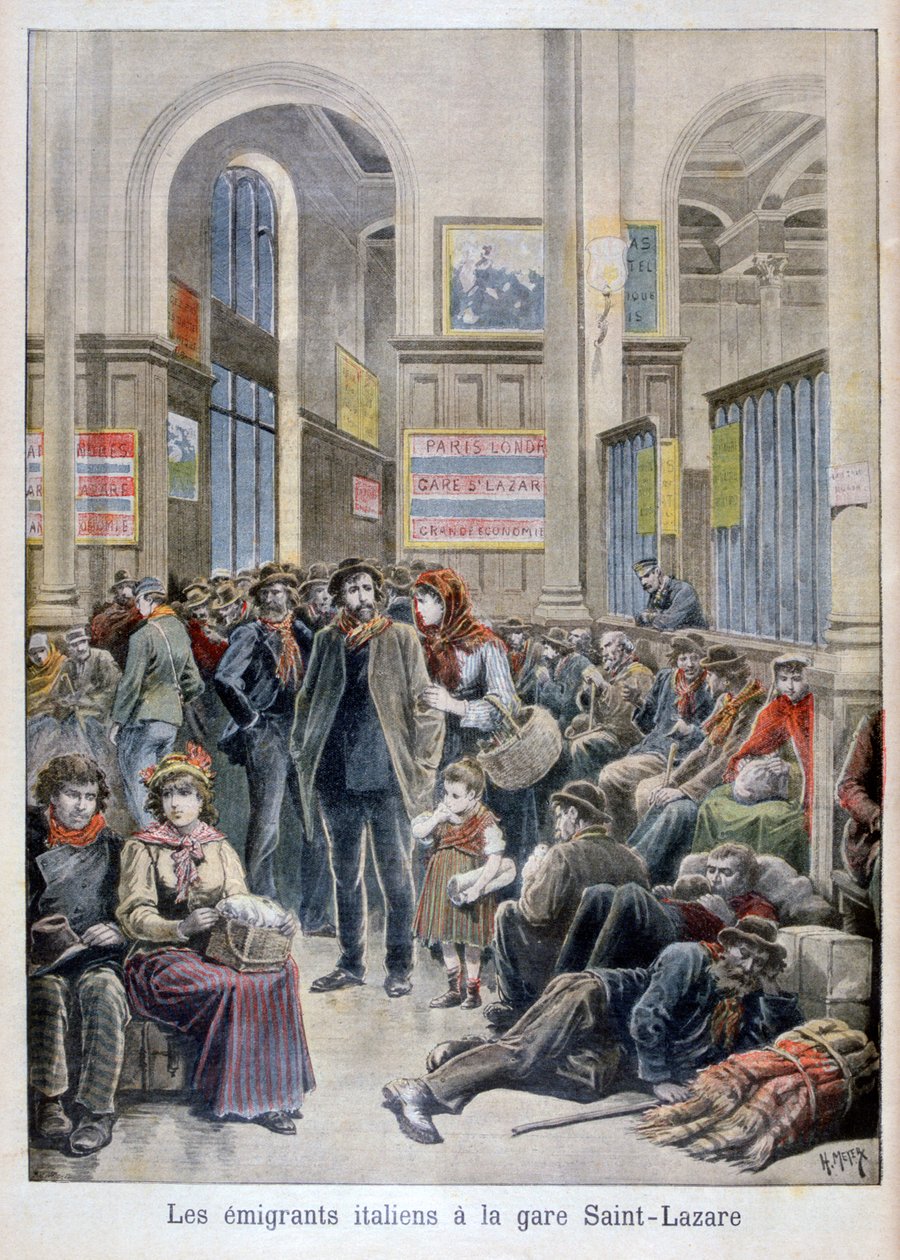Italští emigranti na Gare Saint-Lazare, Paříž, 1896 od Henri Meyer