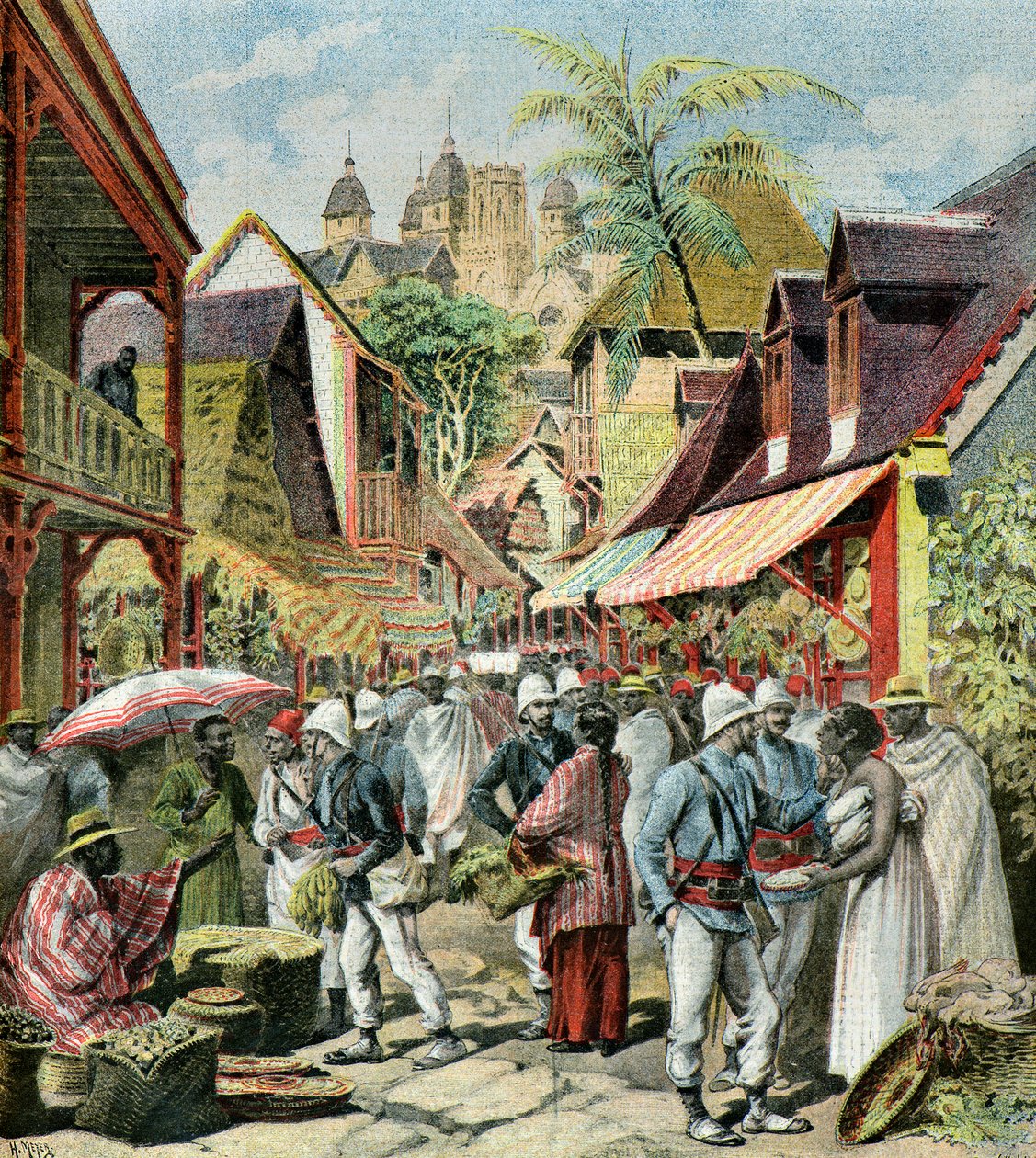 Francouzská armáda na Madagaskaru, 1895 (Ilustrace) od Henri Meyer