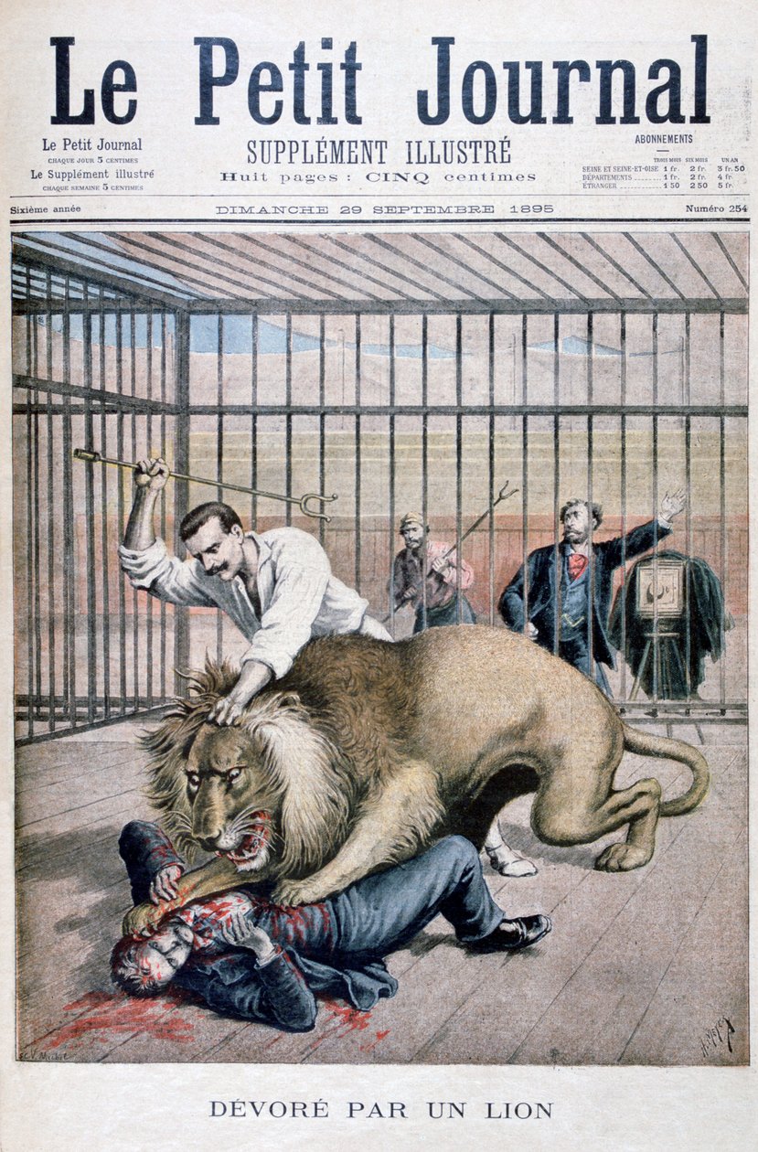 Útok lva, 1895 od Henri Meyer