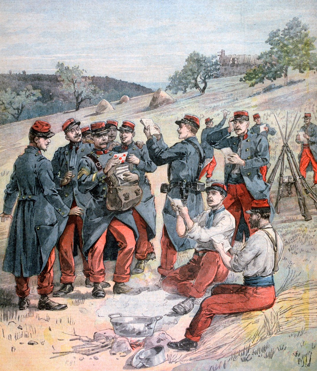 Doručování pošty před velkými vojenskými manévry, 1893 od Henri Meyer