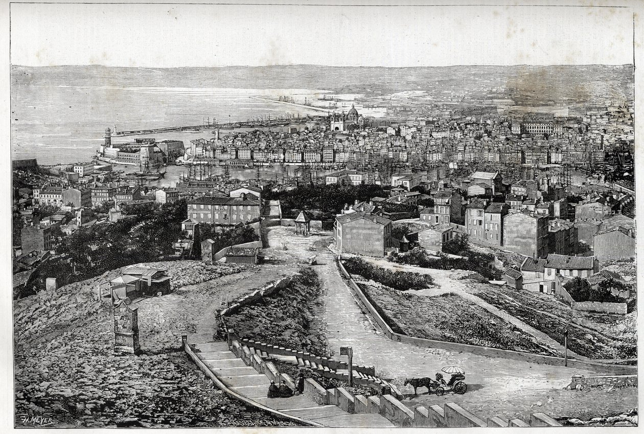 Marseille v roce 1894 - kresba Henri Meyer - od Henri Meyer
