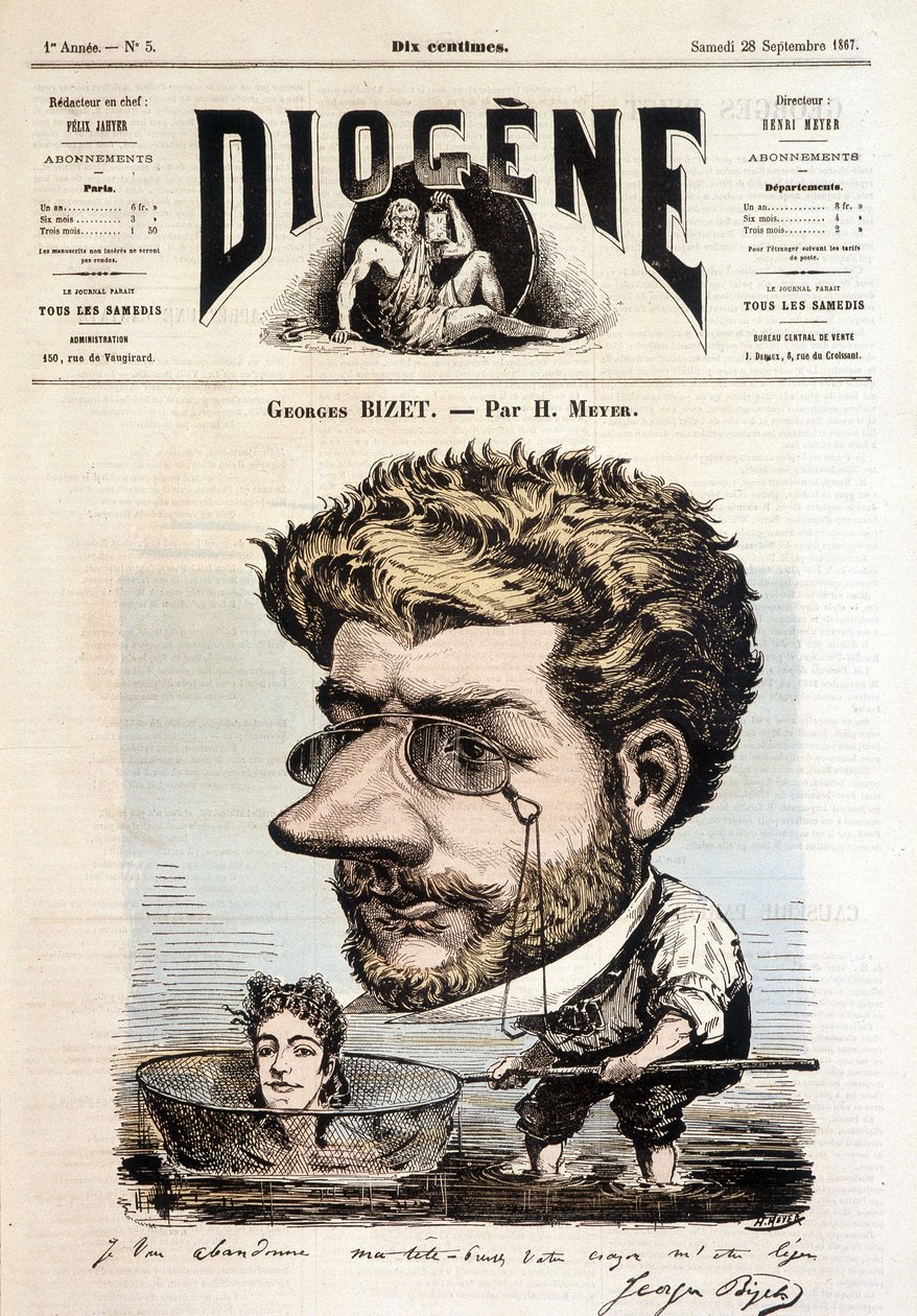 Portrét Georgese Bizeta od Meyera - v „“ Diogenes“, 28.9.1867. od Henri Meyer