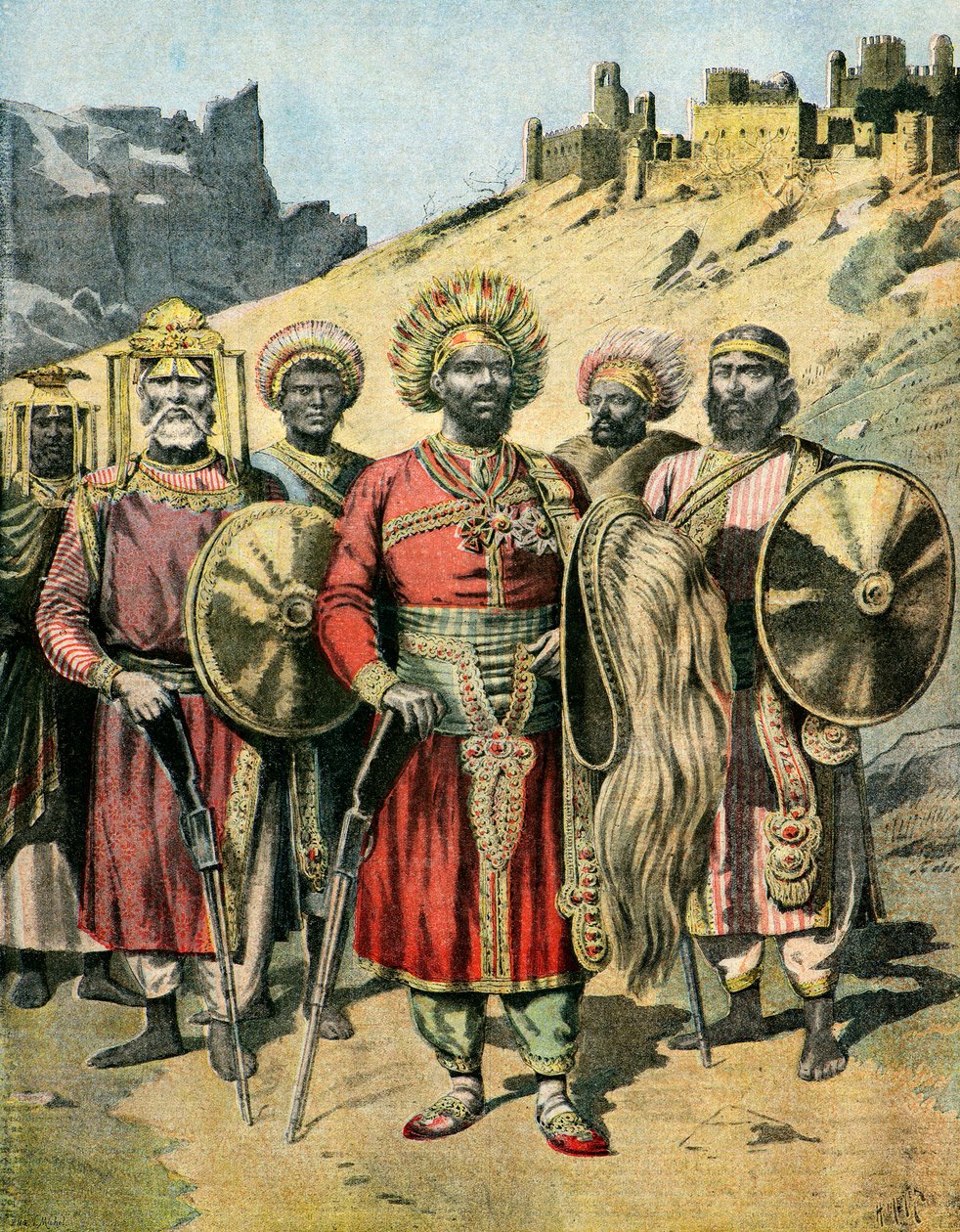 Portrét Menelika 2,1895 (Ilustrace) od Henri Meyer