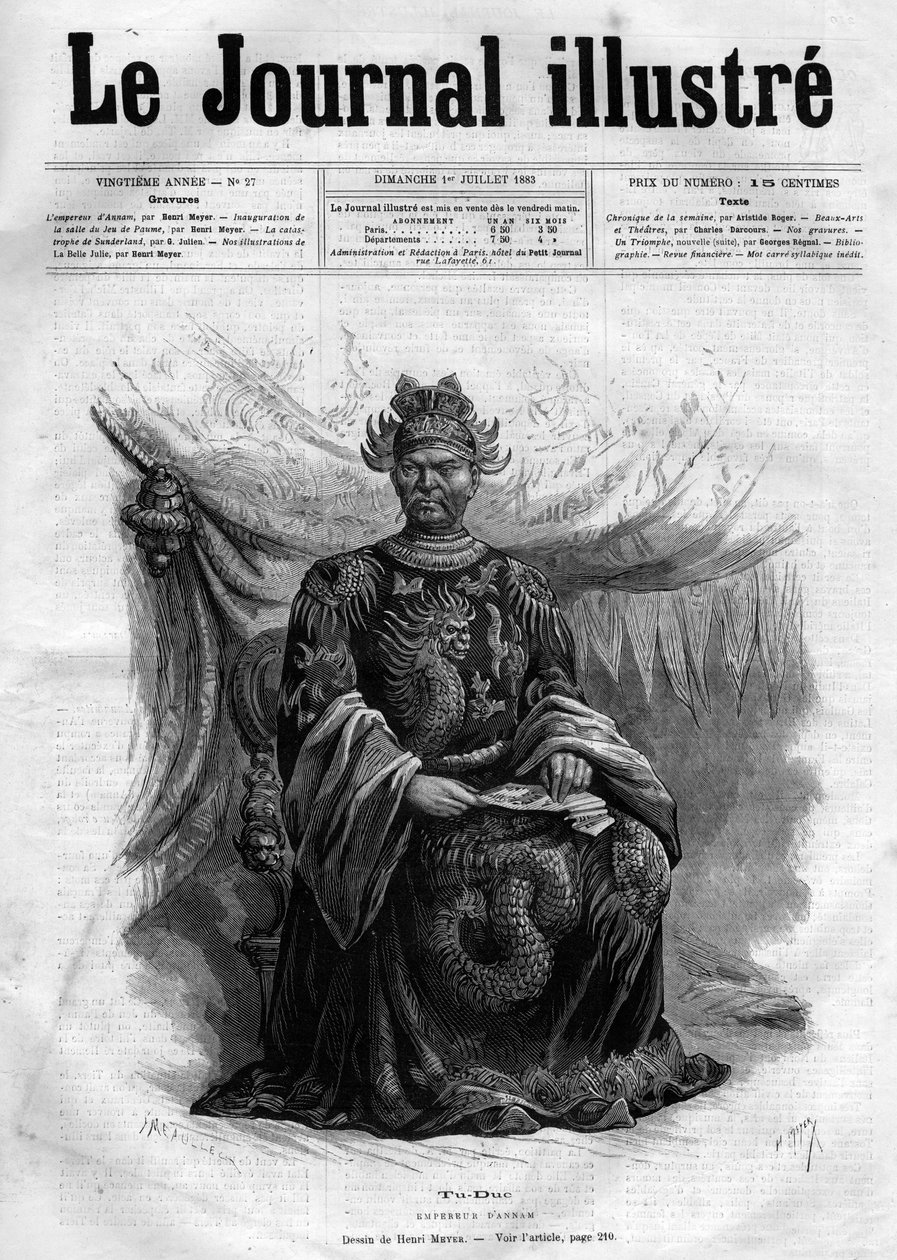Portrét Tu-Duca (Tu Duc) (1830-1883) Císař z Annamu (1848-1883) - Titulní strana „The Illustrous Diary“ z roku 1883 - Kresba Henri Meyer (1844-1899) od Henri Meyer
