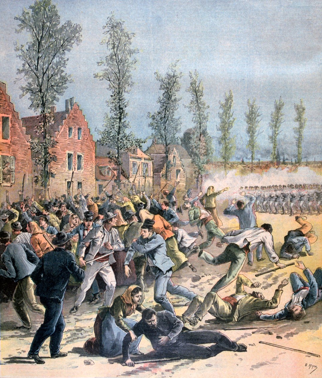 Nepokoje v Mons, Belgie, 1893 od Henri Meyer