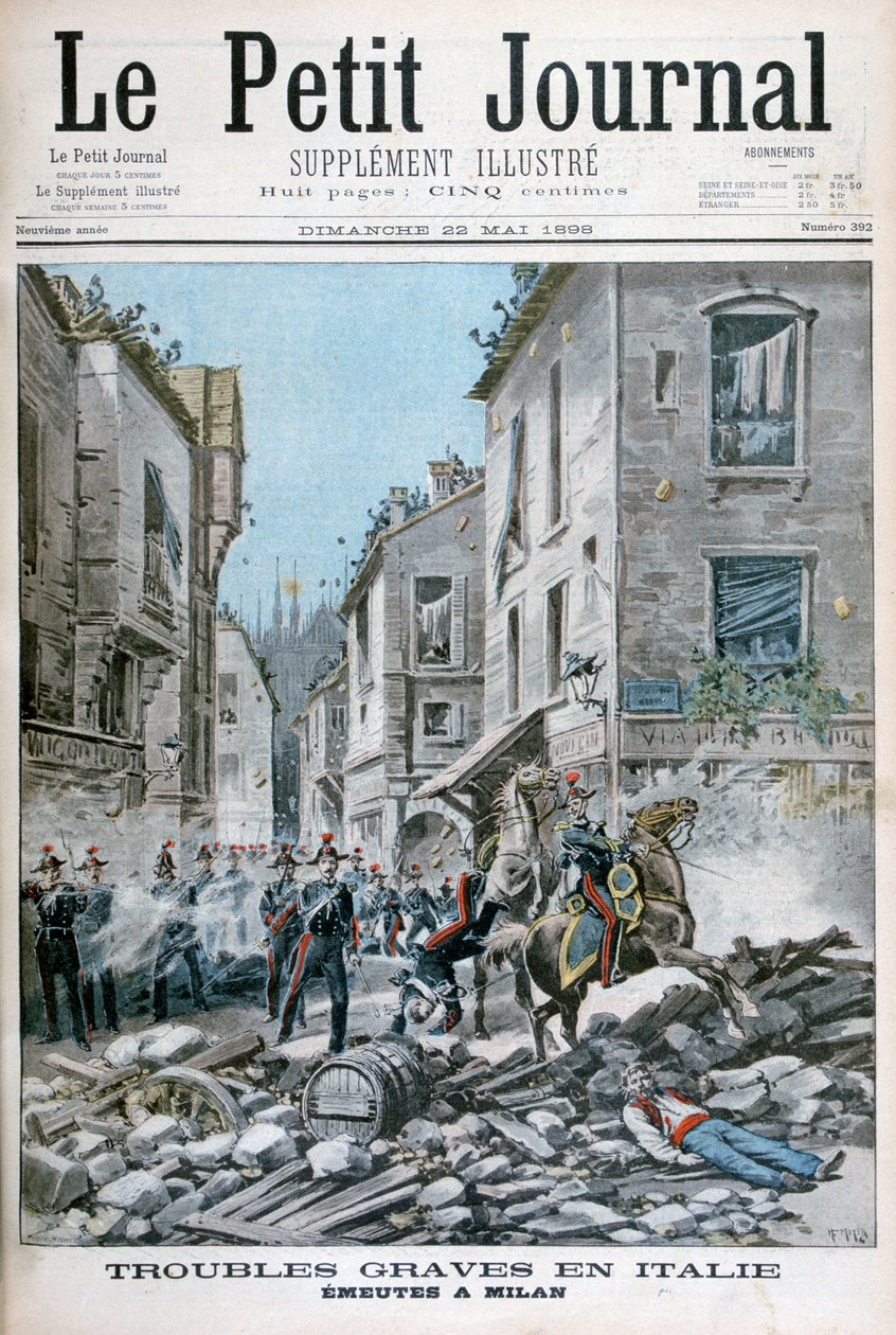 Vážné nepokoje a nepokoje v Miláně, Itálie, 1898 od Henri Meyer