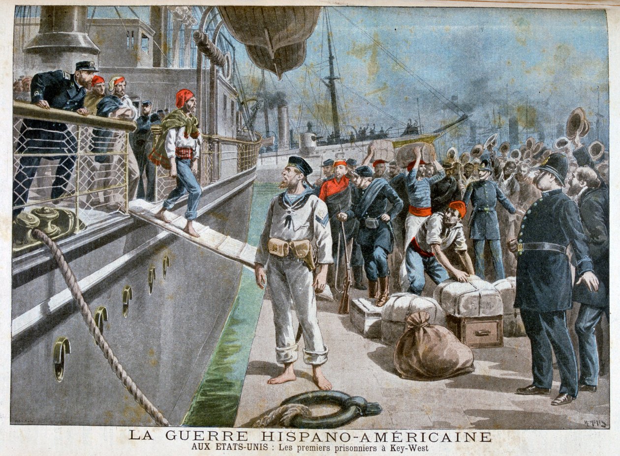 Španělští zajatci přijíždějící na Key-West, španělsko-americká válka, 1898 od Henri Meyer