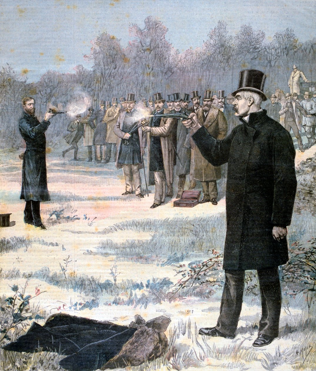 Duel mezi Paulem Deroulede a Georges Clemenceau, 1893 od Henri Meyer