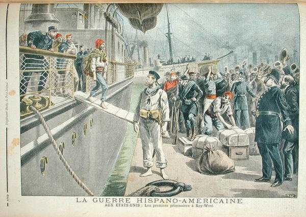 První zajatci na Key West během španělské americké války, z Le Petit Journal, 8. května 1898 od Henri Meyer