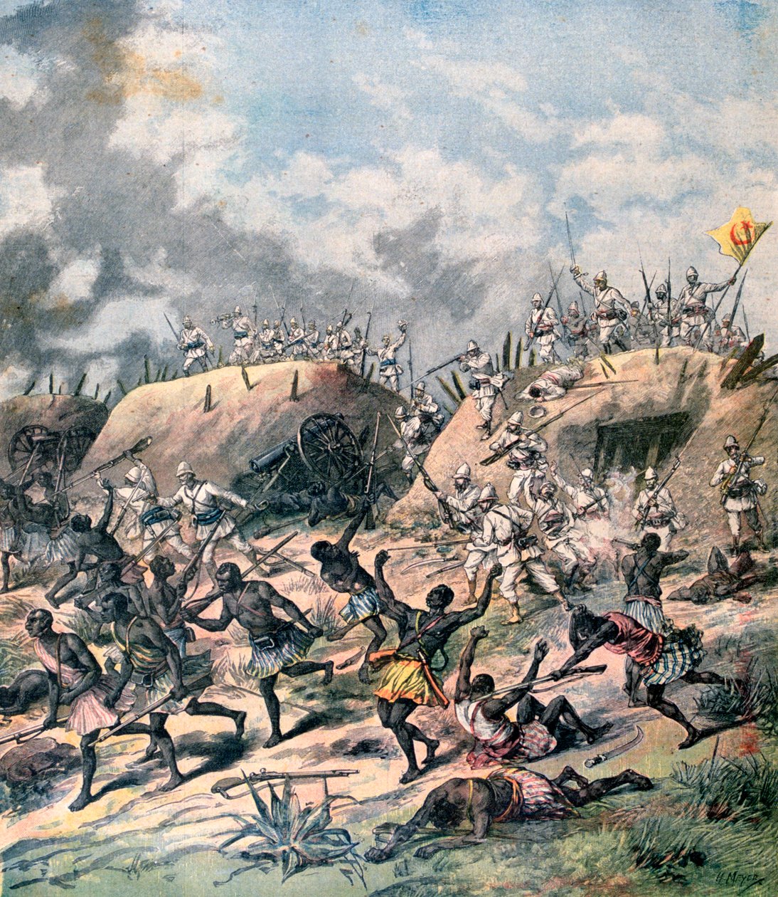 Francouzský útok na Kana, Dahomey, Afrika, 1892 od Henri Meyer