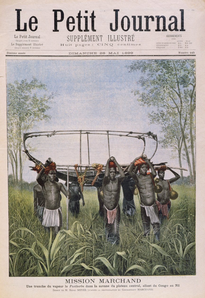 The Marchand Mission putující z Konga do Nilu, z Le Petit Journal, 28. května 1899 od Henri Meyer