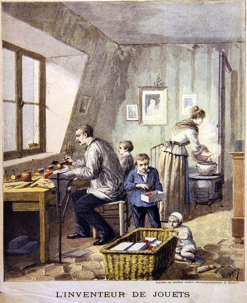 The Toy Inventor, konec devatenáctého století (chromo litho) od Henri Meyer