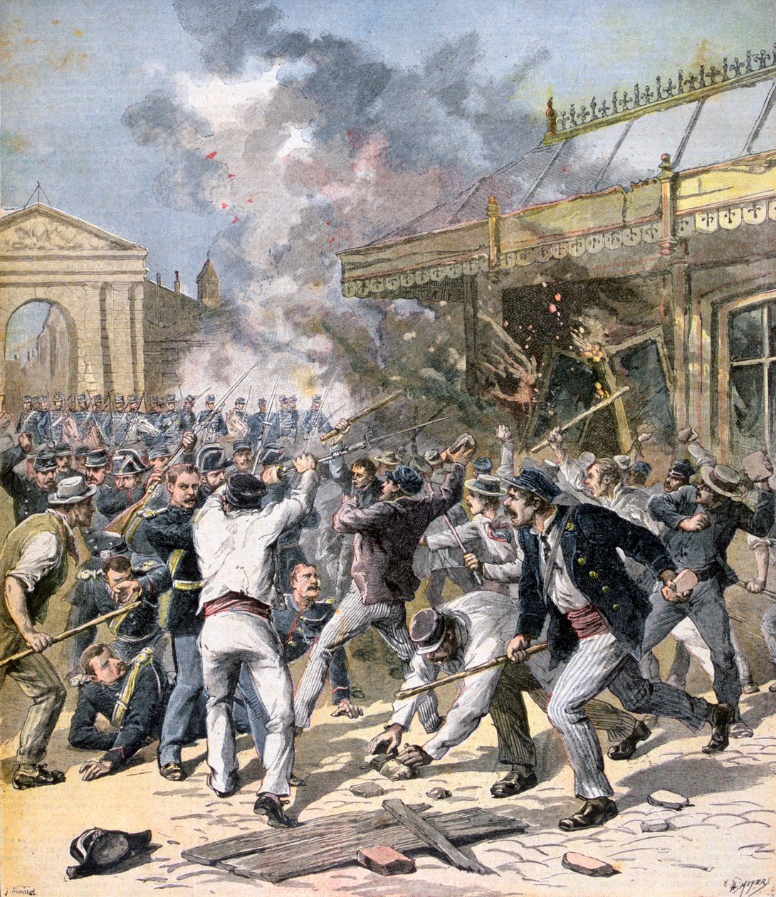 Nepokoje v Bordeaux, Akvitánie, 1891 od Henri Meyer