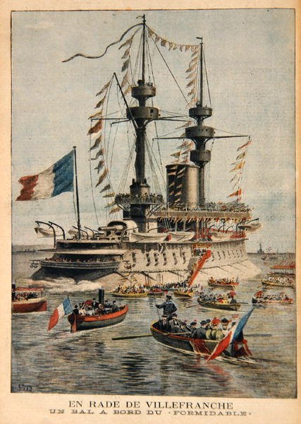 Villefranche Harbour, koule na palubě Formidable, ilustrace z Le Petit Journal, rytina P.H.G.V. Michel, 1. března 1896 od Henri Meyer