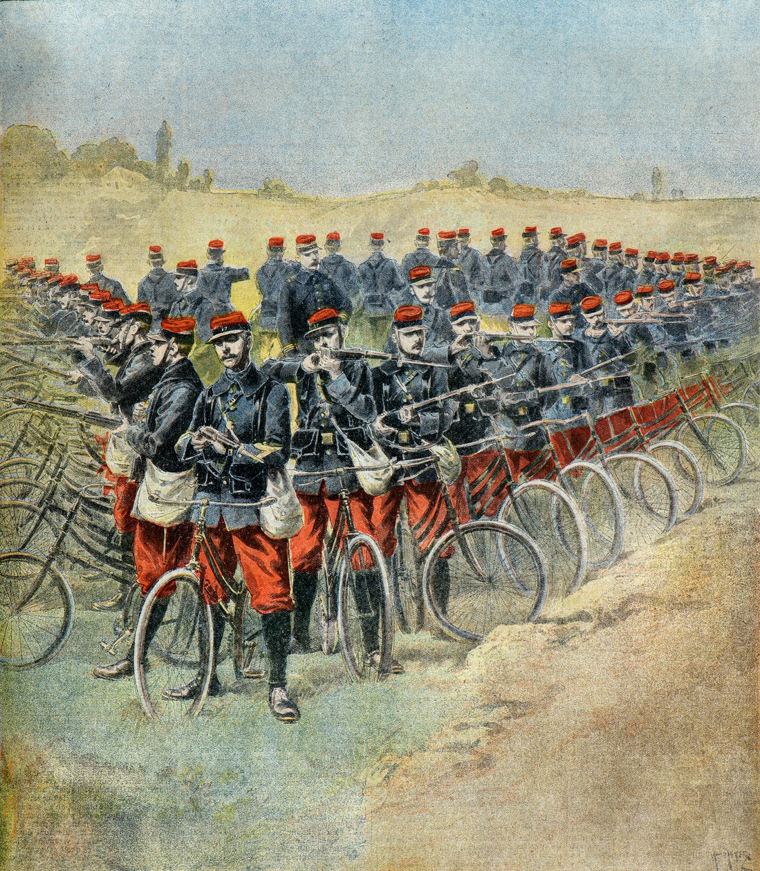hlavní manévry francouzské armády: compagnie cyclistes en carre od Henri Meyer
