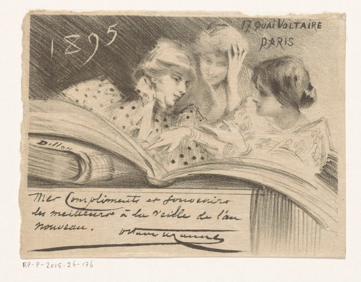 Novoroční přání od Octave Uzanne na rok 1895 od Henri Patrice Dillon