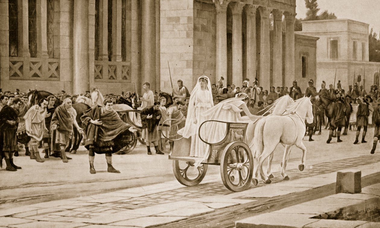 Odchod Vestálek, ilustrace z Hutchinsonových Dějin národů, 1915. od Henri Paul Motte