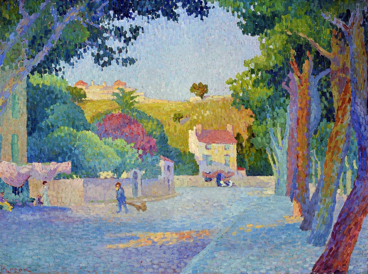 Place des Lices v Saint Tropez (Saint-Tropez) (olej na plátně) od Henri Person