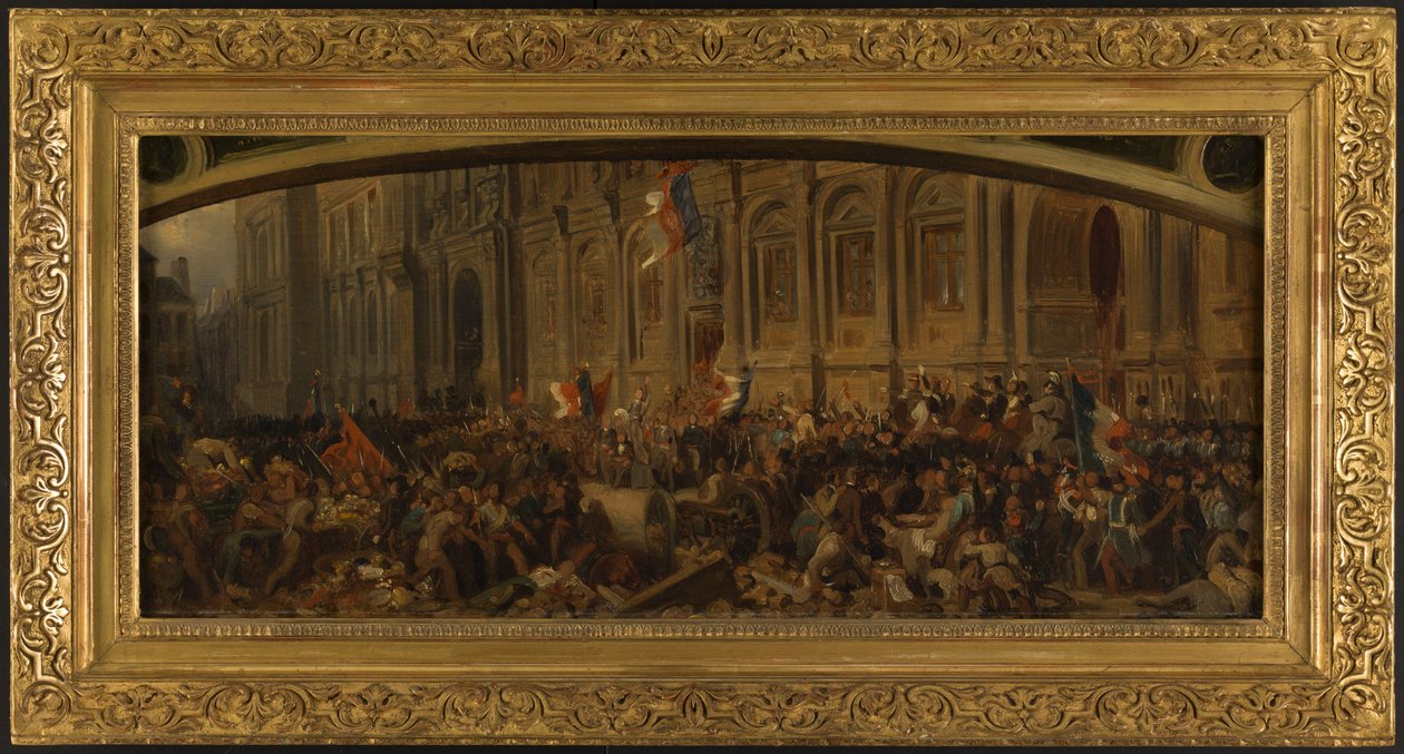 Lamartine odtahuje červenou vlajku v Hôtel de Ville, 25. února. od Henri Philippoteaux
