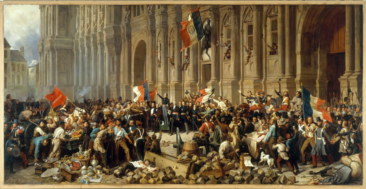 Lamartine odmítající červenou vlajku před Hôtel de Ville, asi 1848 (olej na plátně) od Henri Philippoteaux