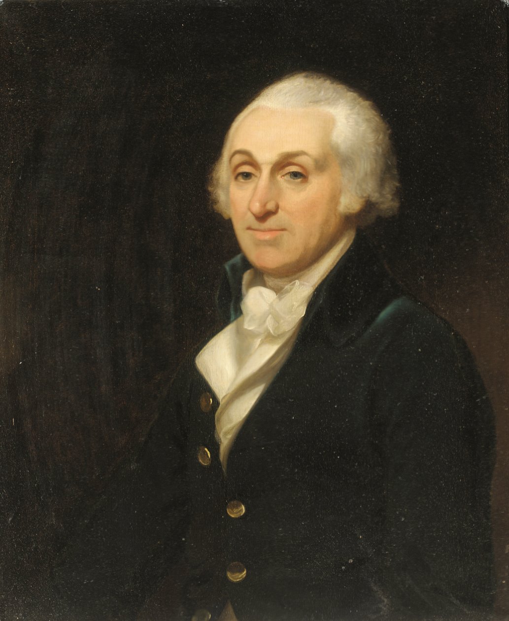 Portrét Thomase Harleye, polodlouhý, v modrém kabátě a bílé vestě od Henri Pierre Danloux