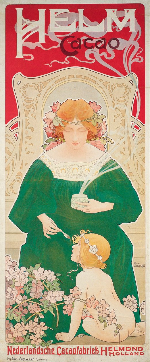 Helm Cacao - Oeuvre de Henri Privat Livemont (Privat-Livemont) (1861-1936) - 1899 - Barevná litografie - 154,5x66,5 - Museu Nacional d