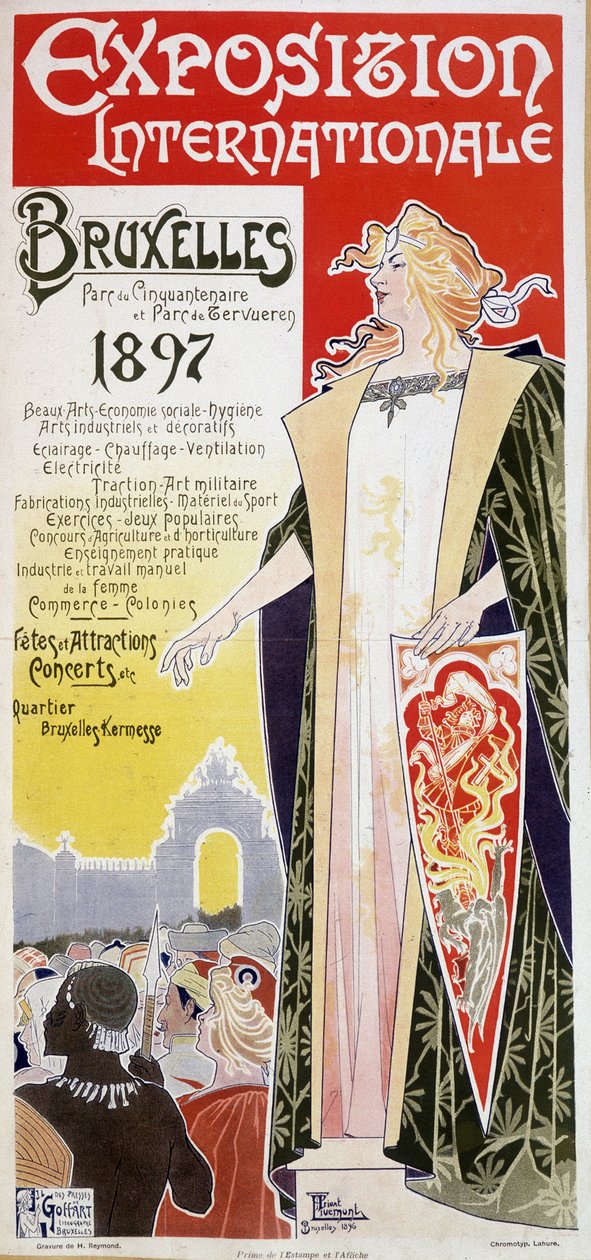 Plakát bruselské mezinárodní výstavy 1897 od Henri Privat Antoine Theodore Livemont (někdy nazývaný Privat-Livemont) (1861-1936) od Henri Henri Antoine Théodore Livemont