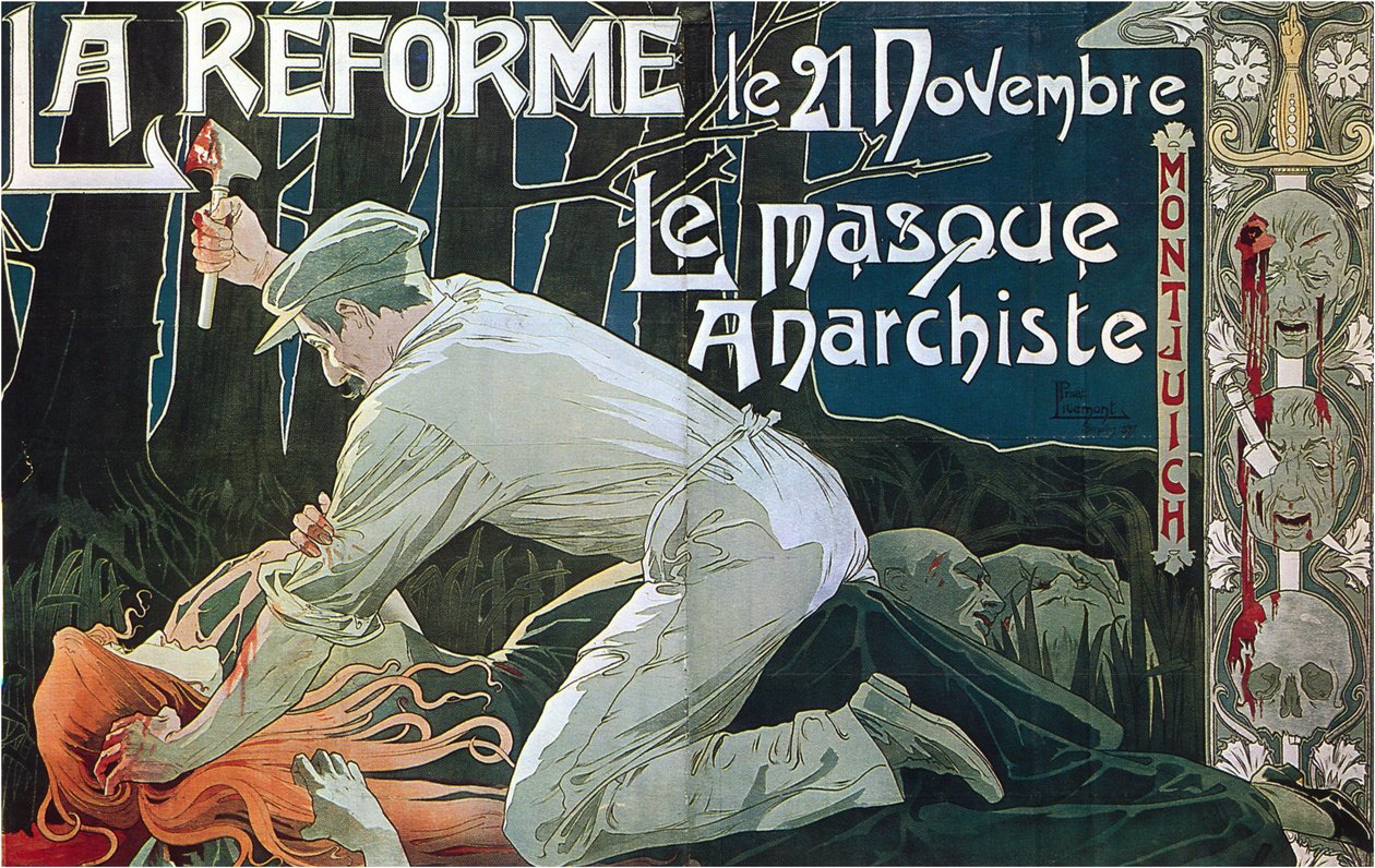 Reformace 21. listopadu, anarchistická maska, 1897 od Henri Henri Antoine Théodore Livemont
