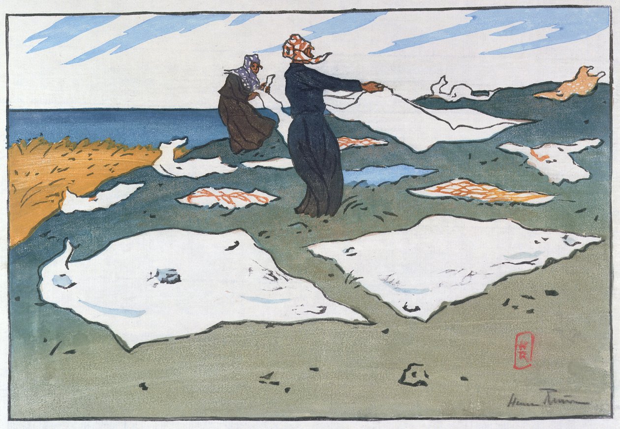 Breton Washerwomen by the Sea, cca 1900 (barevné lito) od Henri Rivière