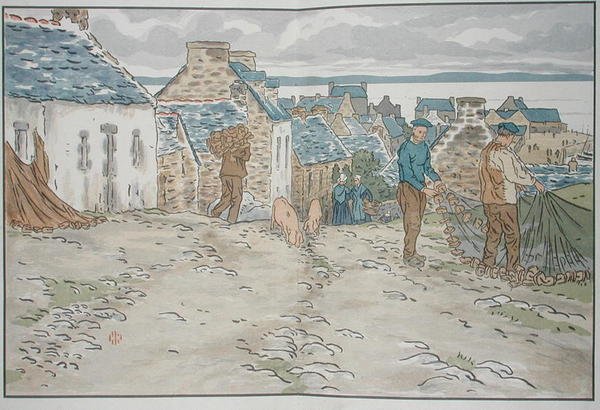 Bretaňští rybáři aranžují své sítě od Henri Rivière