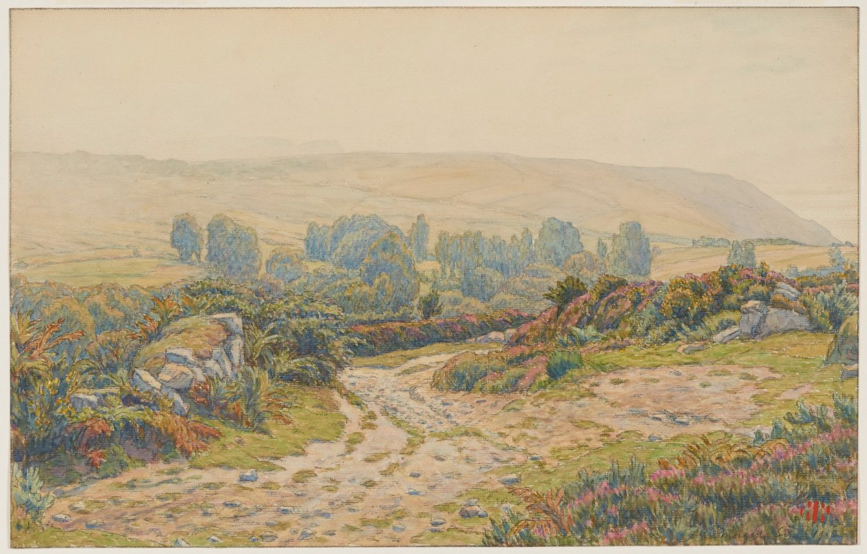 Mlha a rosa. Vřesoviště v Pors Léonnec. Morgat od Henri Rivière