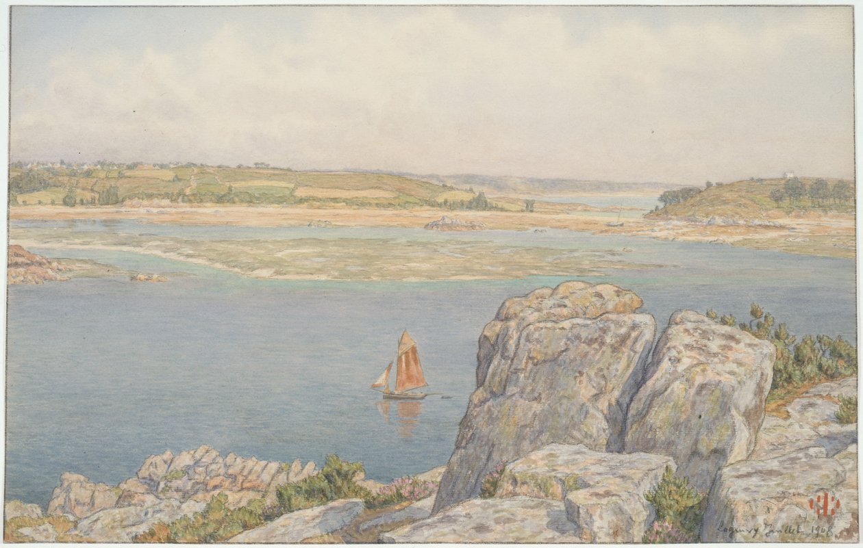 Ústí řeky Trieux u Île à Bois, Loguivy od Henri Rivière