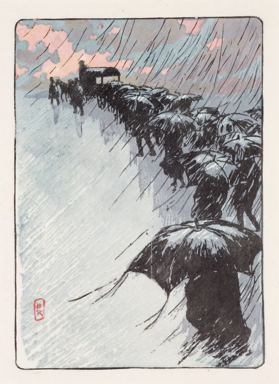Pohřeb s deštníky od Henri Rivière