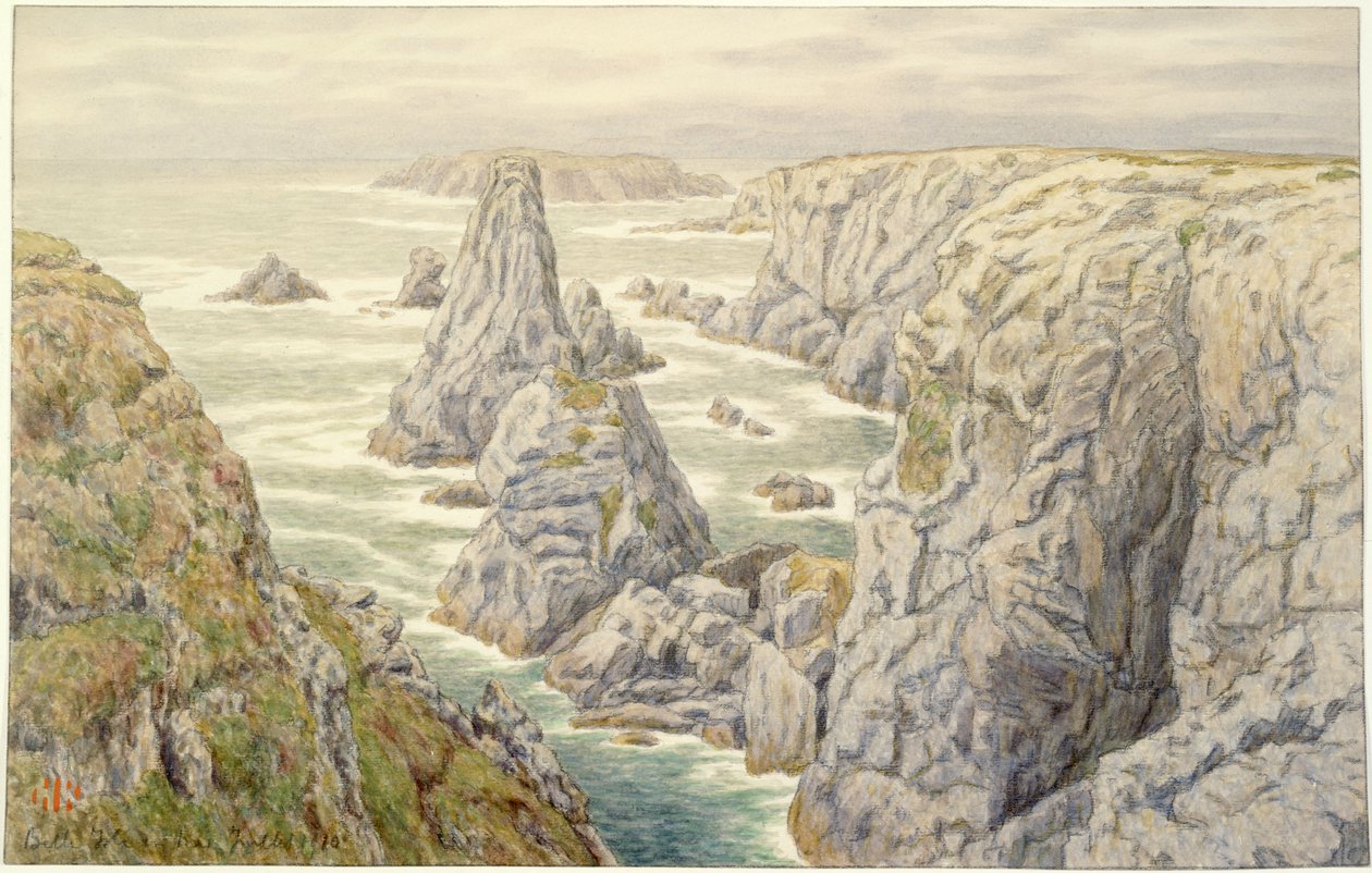 Skalní útesy v Port Coton. Belle-Isle od Henri Rivière