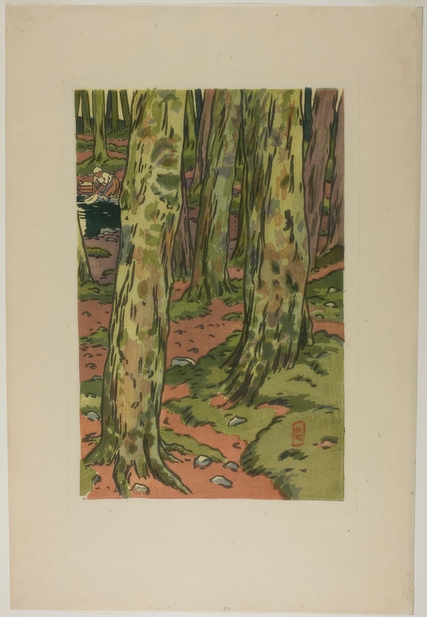 Prádelna v lese v Loguivy od Henri Rivière