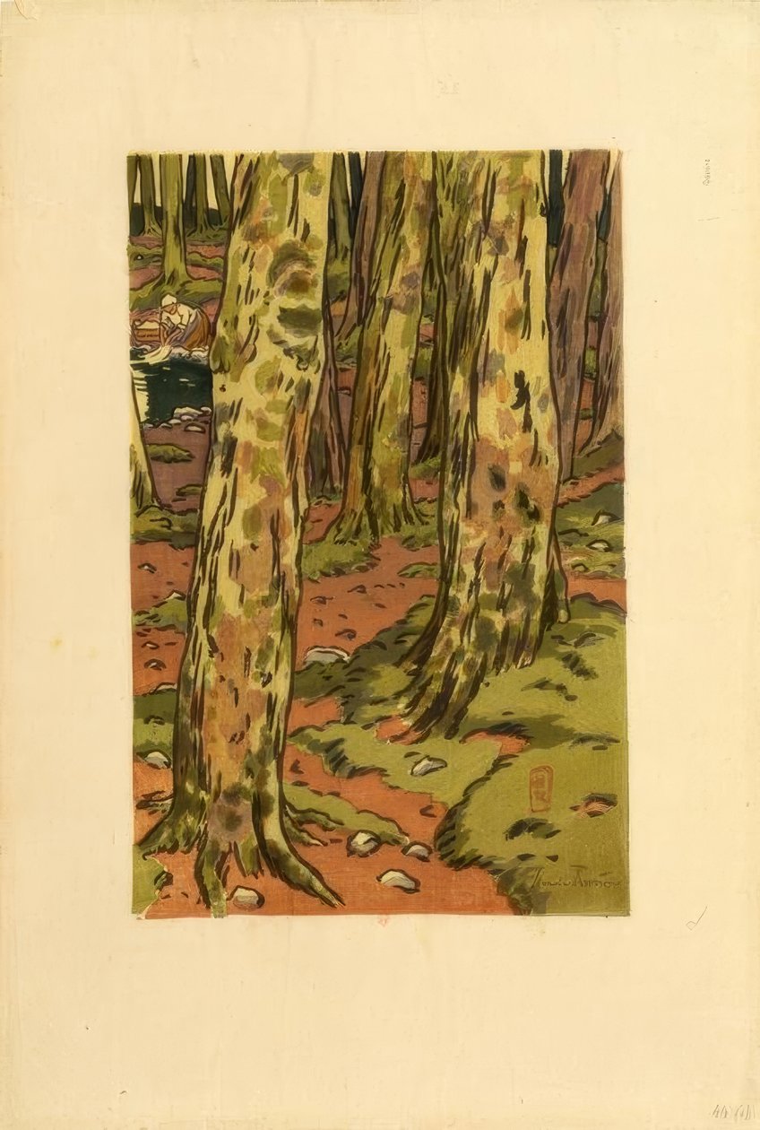 Prádelna v lese v Loguivy od Henri Rivière