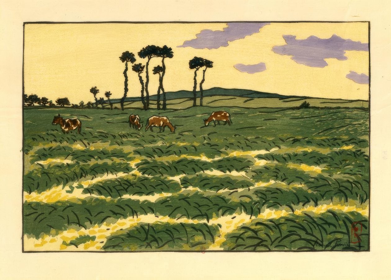 Krávy na poli Garde-Guérin (Saint-Briac) od Henri Rivière