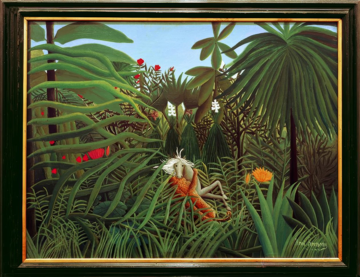 Kůň napaden jaguárem od Henri Rousseau