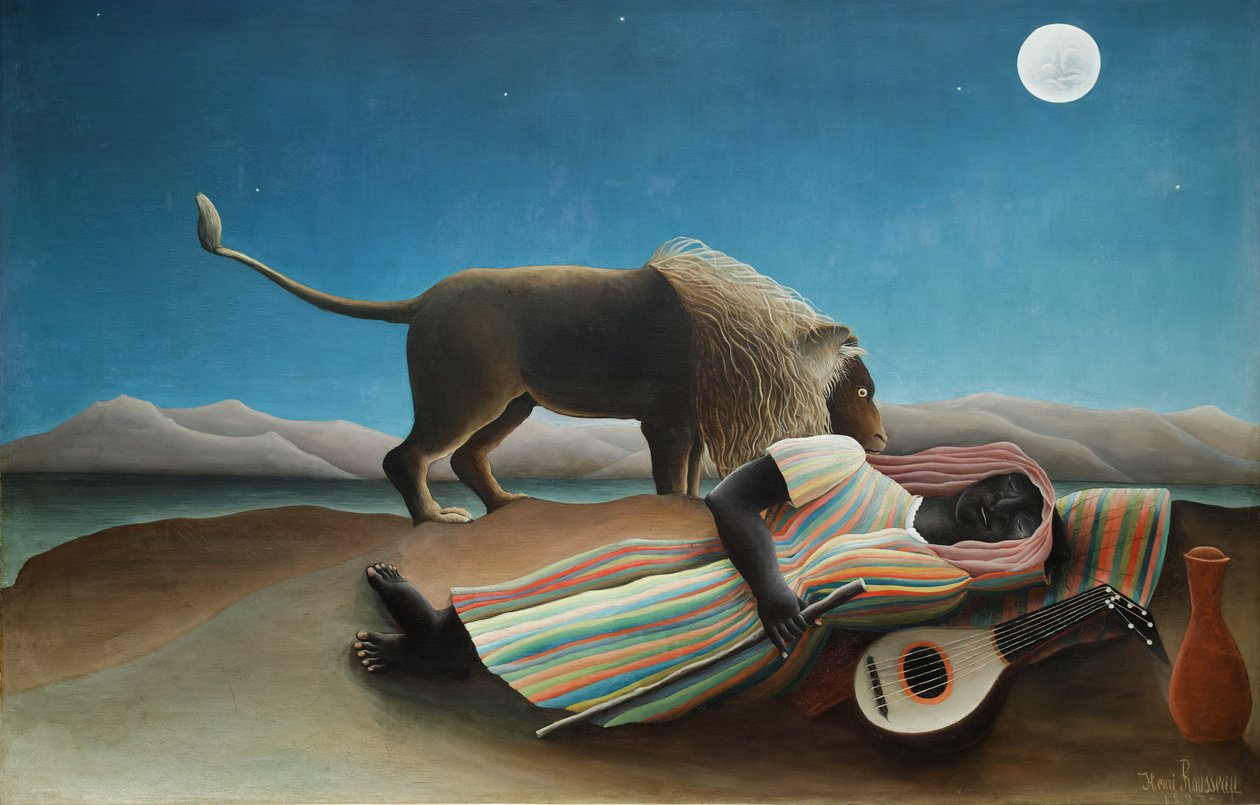Francouzština:  La Bohémienne endormie Spící cikánka od Henri Rousseau