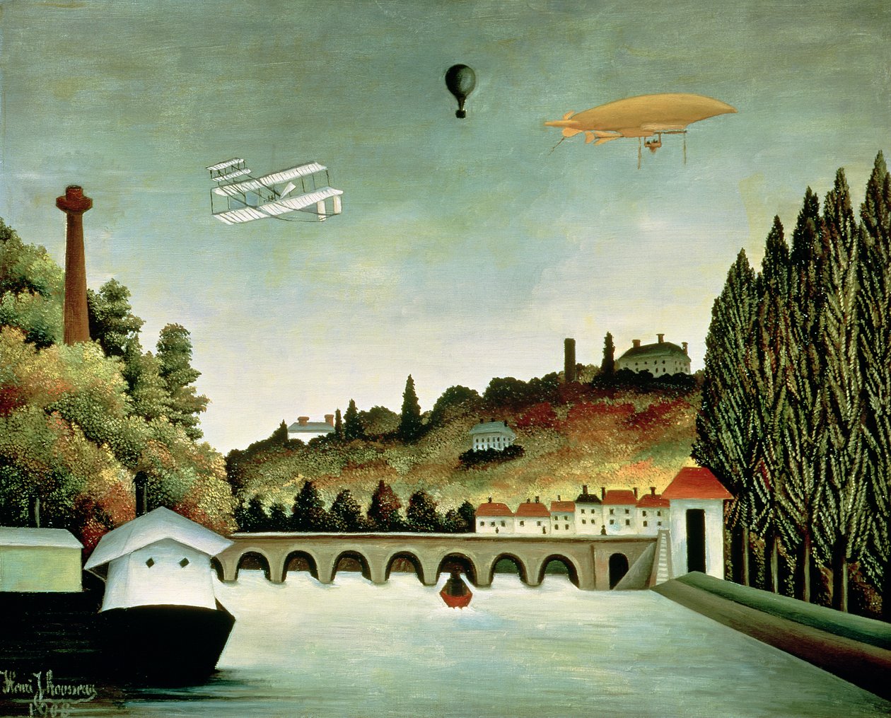 Pohled na most v Sevres a kopce v Clamart, St. Cloud a Bellevue, 1908 od Henri Rousseau