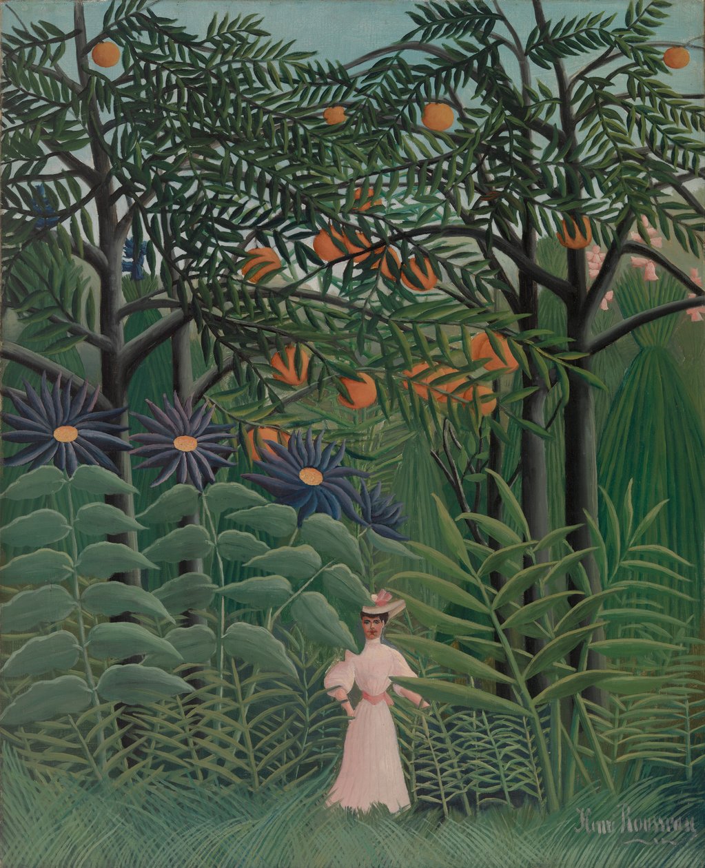Žena procházky v exotickém lese od Henri Rousseau
