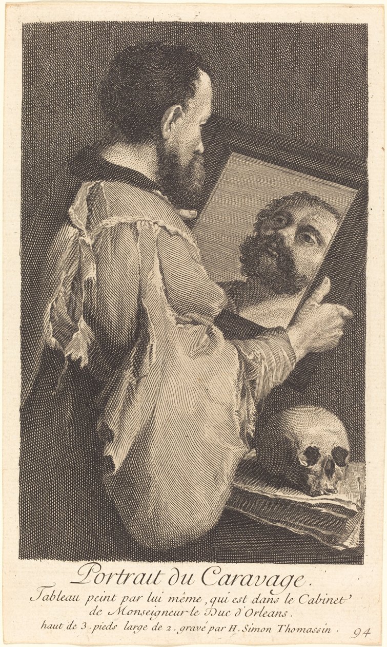 Portrét Caravaggia od Henri Simon Thomassin