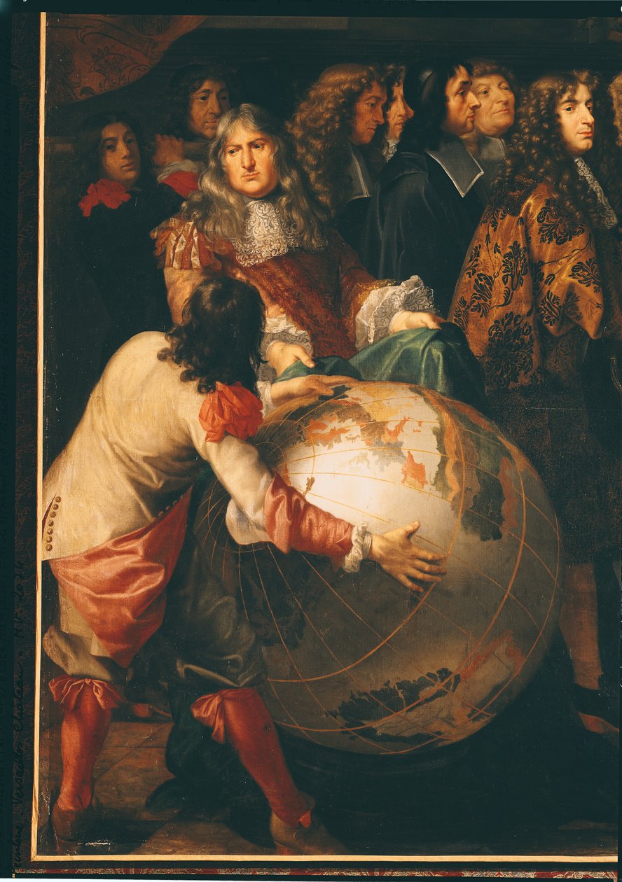 Jean-Baptiste Colbert (1619-83) Představení členů Královské akademie věd Ludvíku XIV. (1638-1715) detail levé strany, kolem roku 1667 (detail 104626) od Henri Testelin